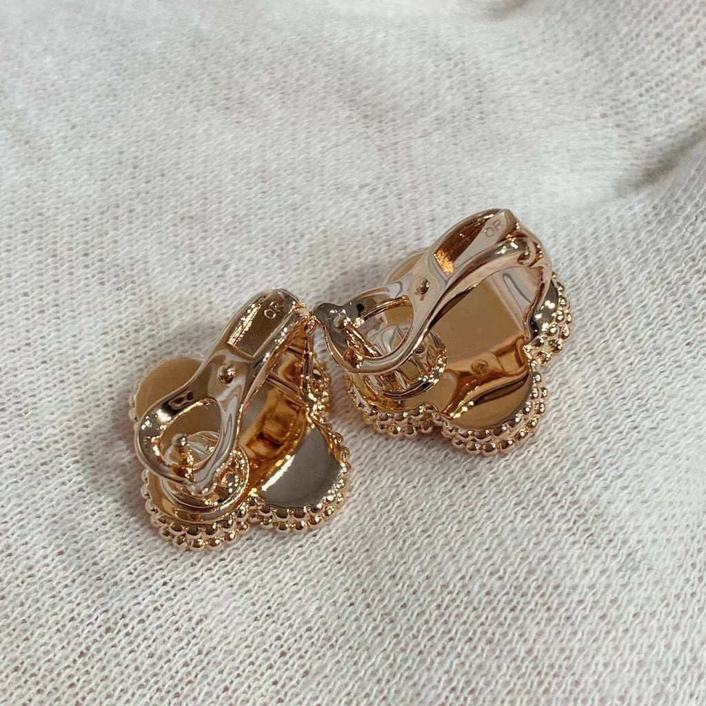 [BIJOUX]CLOVER MEDIUM 1 MOTIFS CARNELIAN  DIAMOND earrings