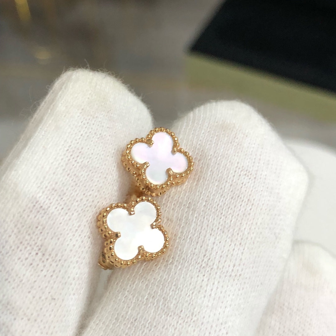 [BIJOUX]Boucles d'oreilles mini en or avec trèfle
