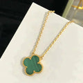 [Topon]CLOVER 15MM MALACHITE SINGLE FLOWER  NECKLACE