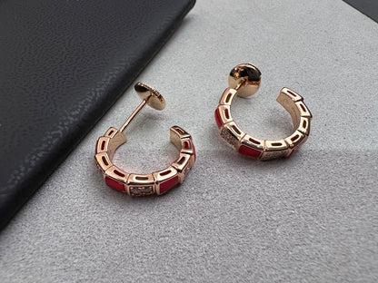 [BIJOUX]SERPENTI CARNELIAN PINK GOLD EARRINGS