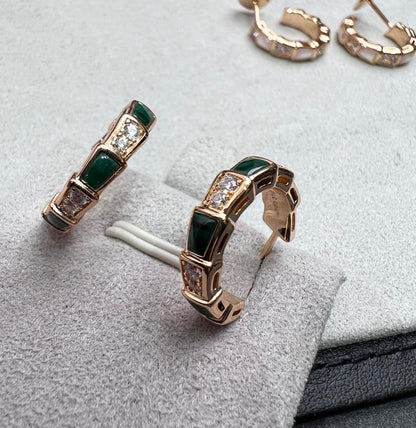 [BIJOUX]SERPENTI MALACHITE PINK GOLD EARRINGS