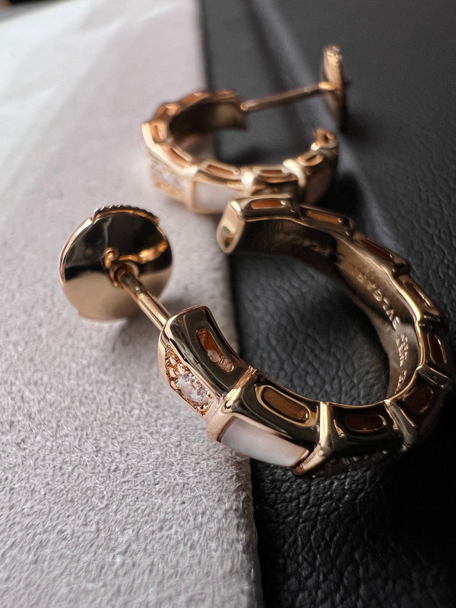[BIJOUX]SERPENTI MOP PINK GOLD EARRINGS