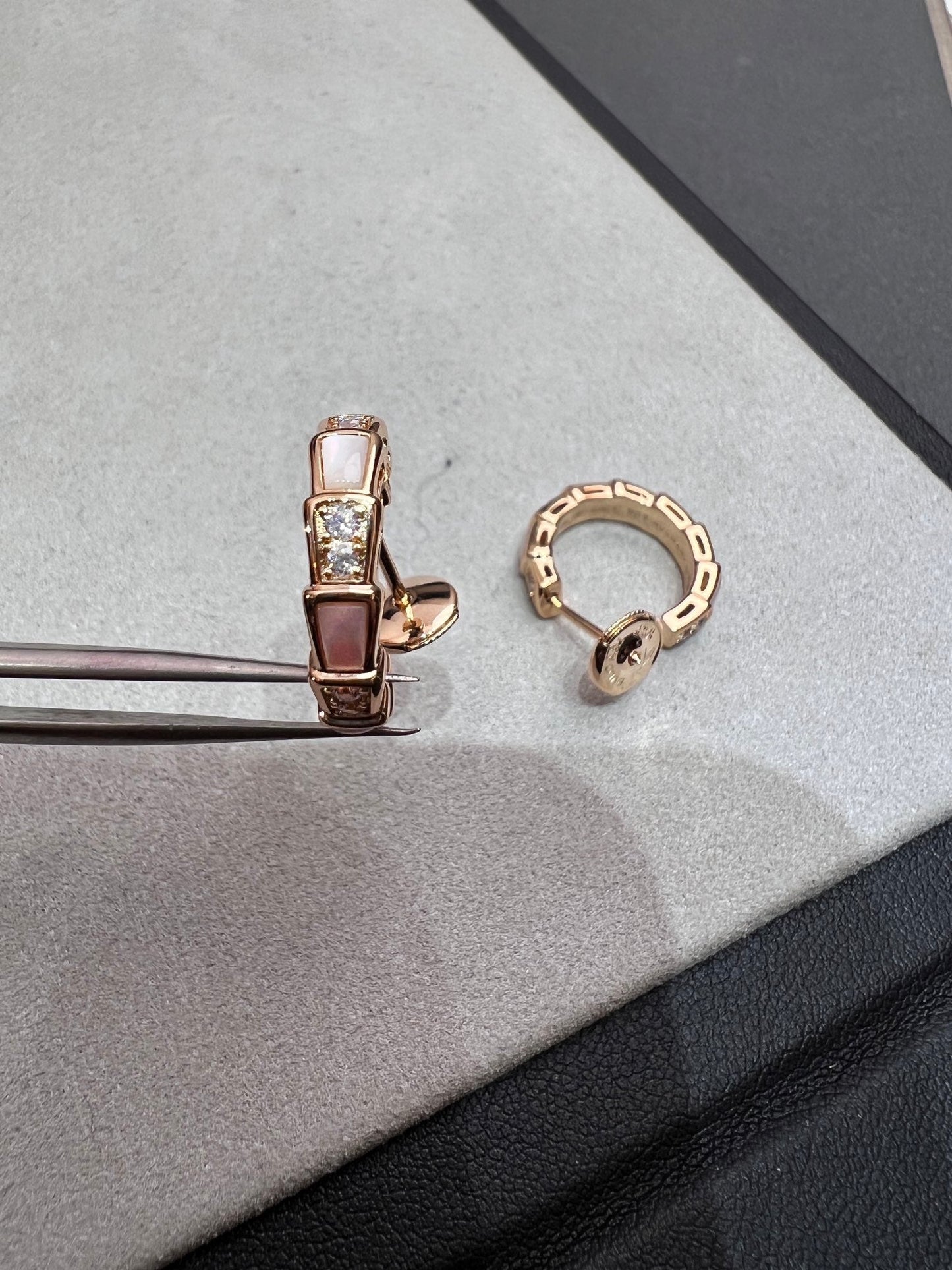 [BIJOUX]SERPENTI MOP PINK GOLD EARRINGS