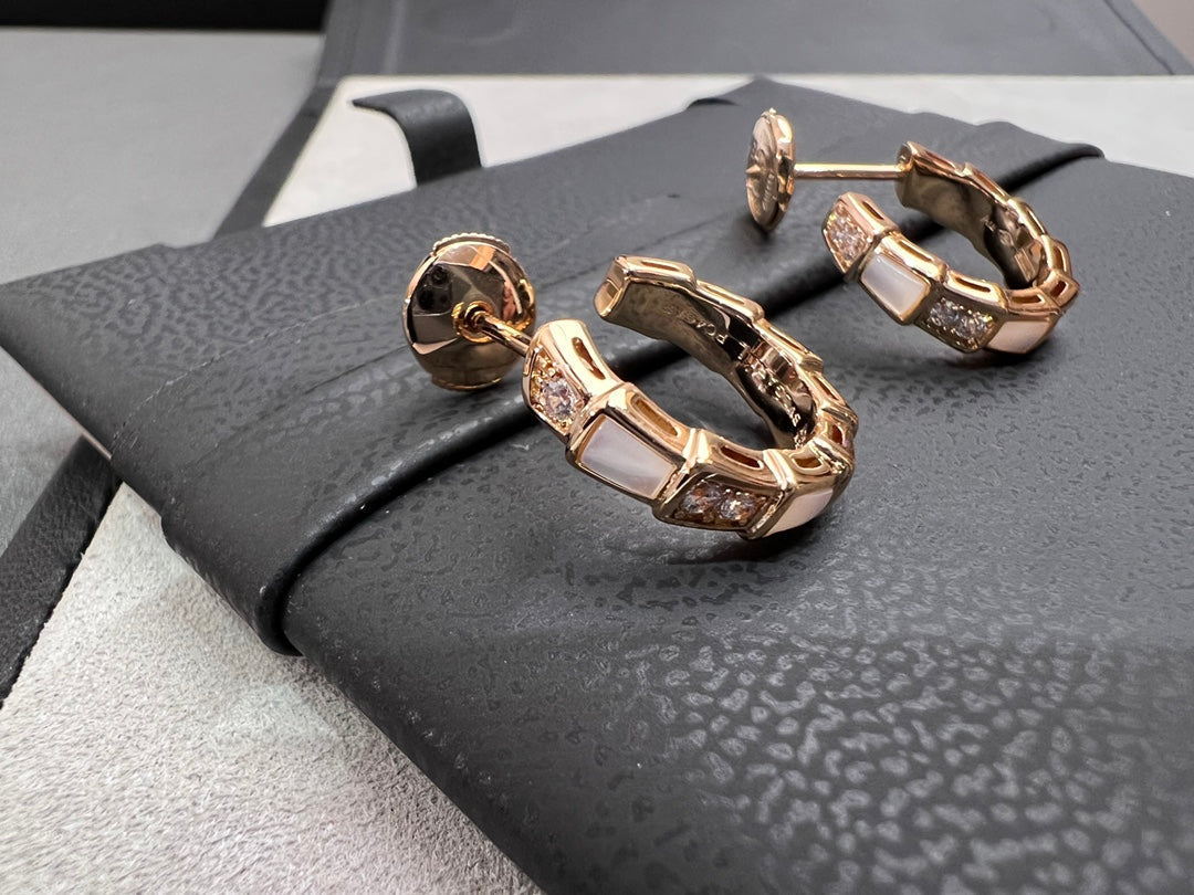 [BIJOUX]SERPENTI MOP PINK GOLD EARRINGS