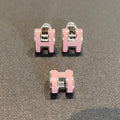 [BIJOUX]MINI POP H SILVER EARRINGS PINK