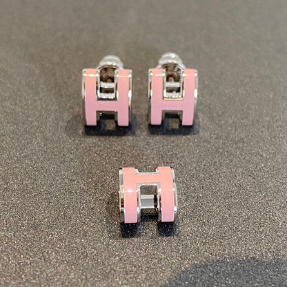 [BIJOUX]MINI POP H SILVER EARRINGS PINK