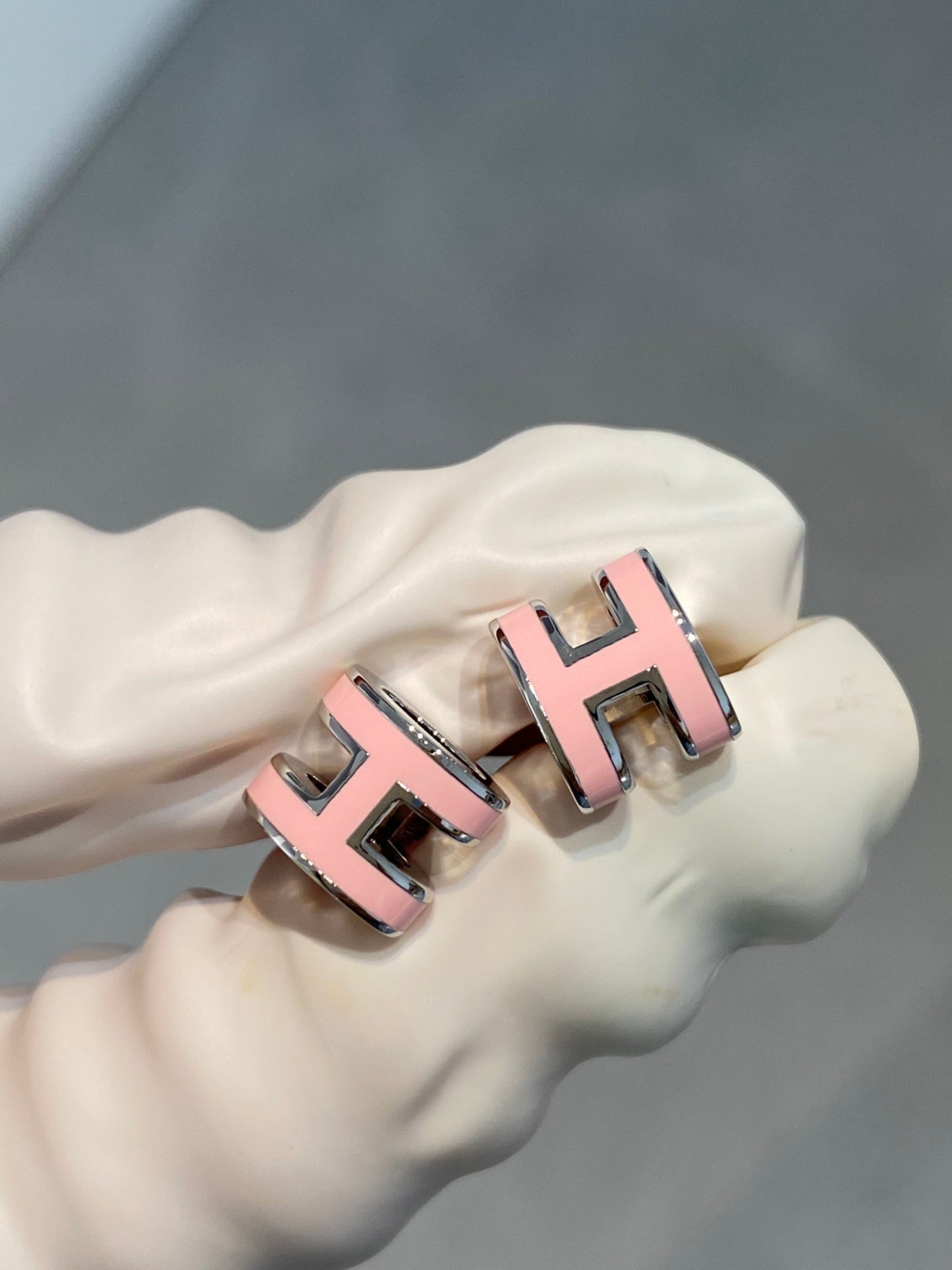 [BIJOUX]MINI POP H SILVER EARRINGS PINK