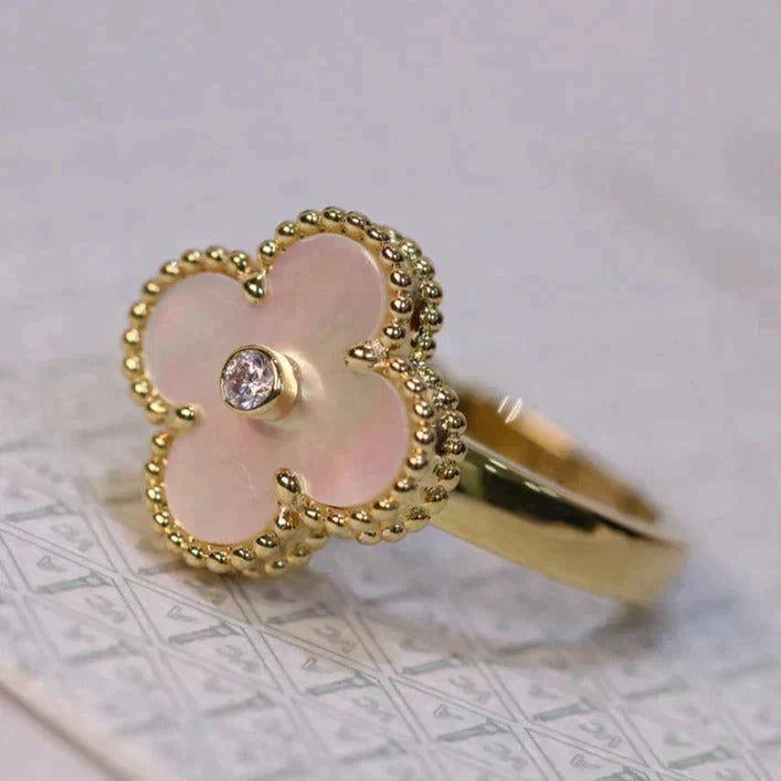 [Topon]CLOVER PINK MOP RING GOLD DIAMOND