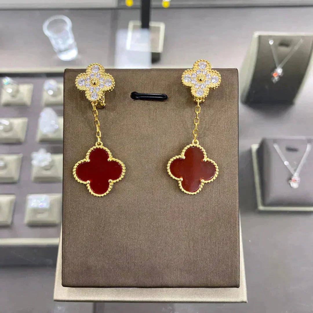 [BIJOUX]CLOVER  2 MOTIFS  DIAMOND  EARRINGS (MULTIPLE CHOICESç´