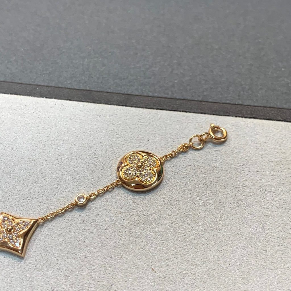 [BIJOUX]STAR AND SUN 4 MOTIFS GOLD DIAMONDS BRACELET