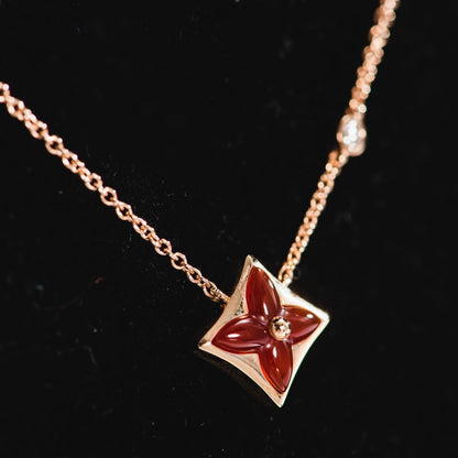 [BIJOUX]STAR NECKLACE PINK GOLD 1 DIAMOND