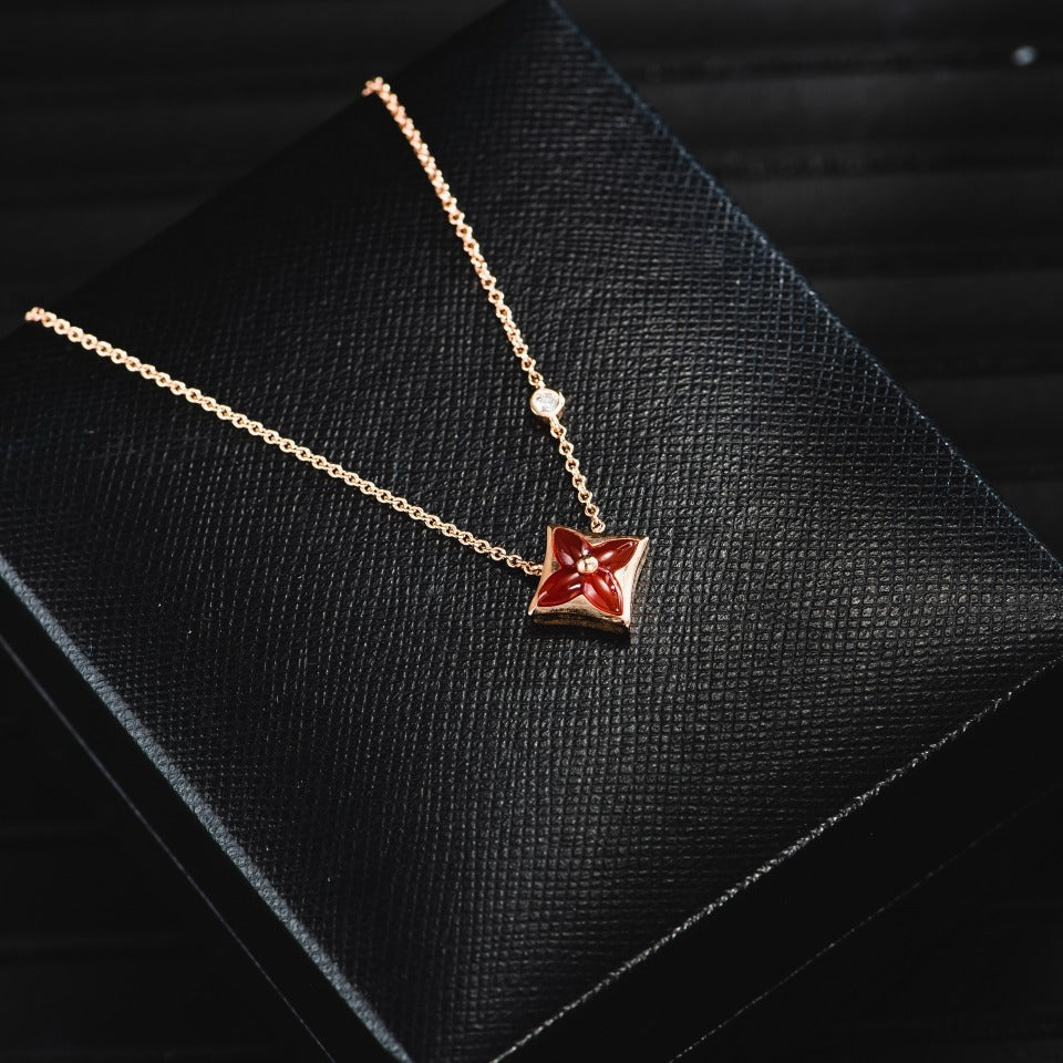 [BIJOUX]STAR NECKLACE PINK GOLD 1 DIAMOND