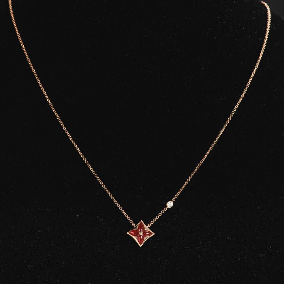 [BIJOUX]STAR NECKLACE PINK GOLD 1 DIAMOND