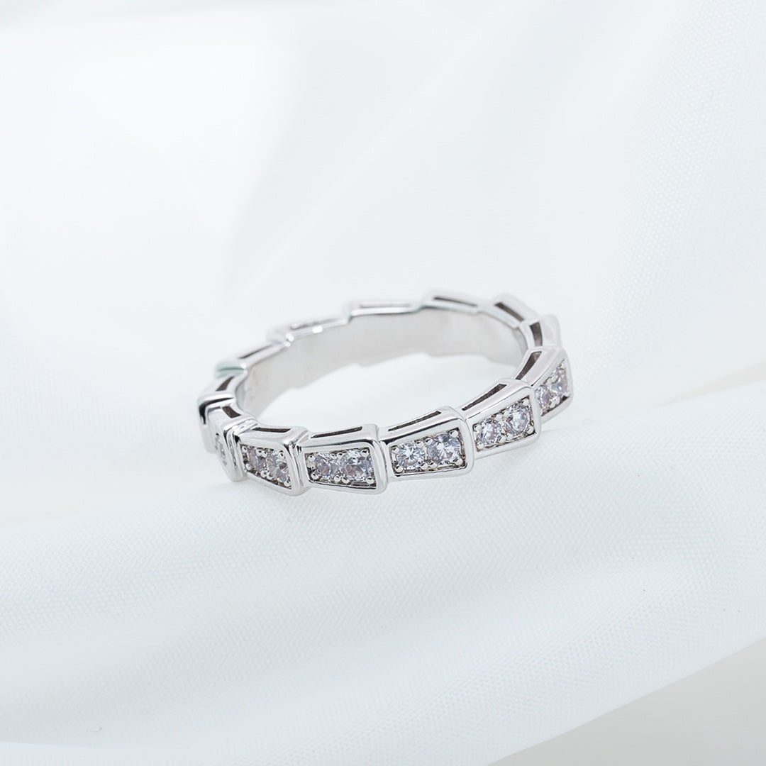 [BIJOUX]BAGUE SERPENTI ARGENT PAVÉ DIAMANTS 3MM