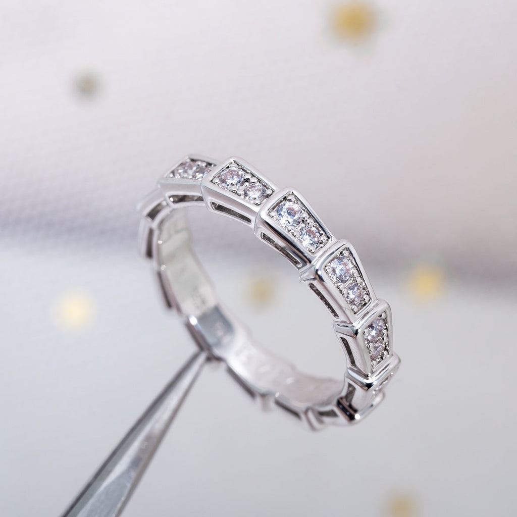 [BIJOUX]BAGUE SERPENTI ARGENT PAVÉ DIAMANTS 3MM