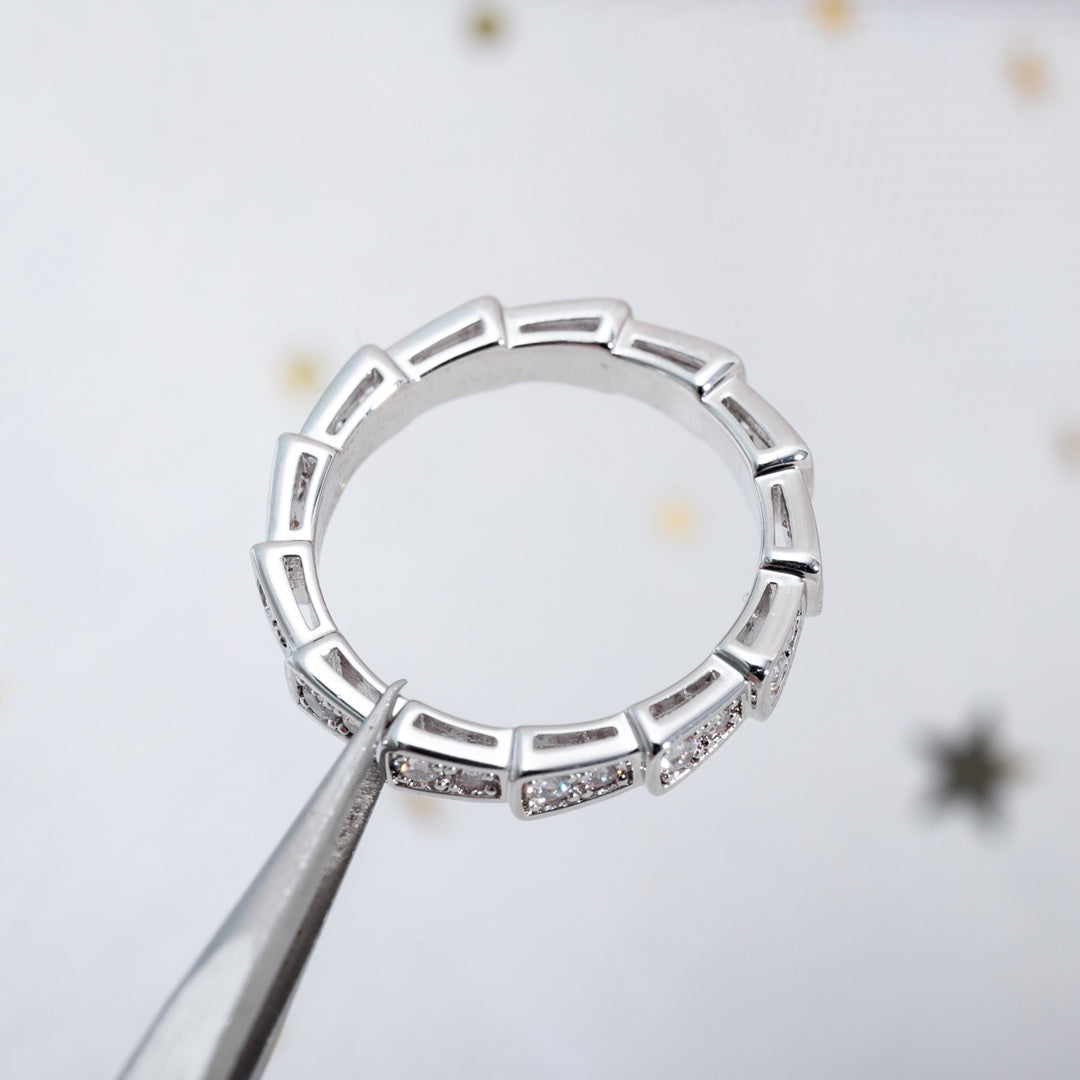 [BIJOUX]BAGUE SERPENTI ARGENT PAVÉ DIAMANTS 3MM