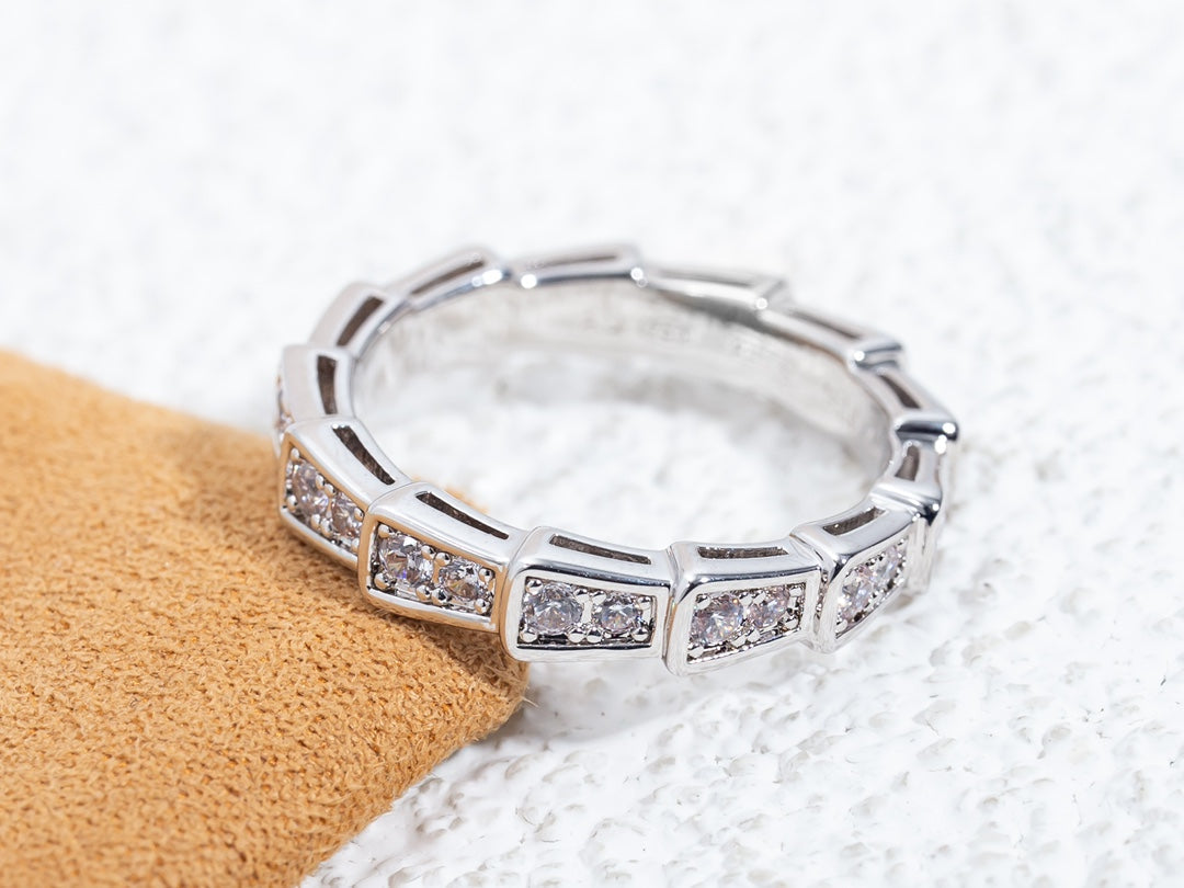 [BIJOUX]BAGUE SERPENTI ARGENT PAVÉ DIAMANTS 3MM