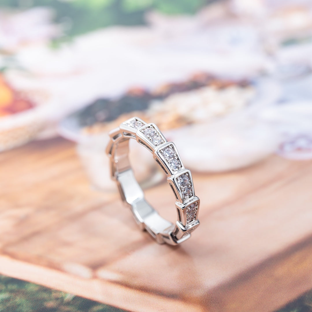 [BIJOUX]BAGUE SERPENTI ARGENT PAVÉ DIAMANTS 3MM