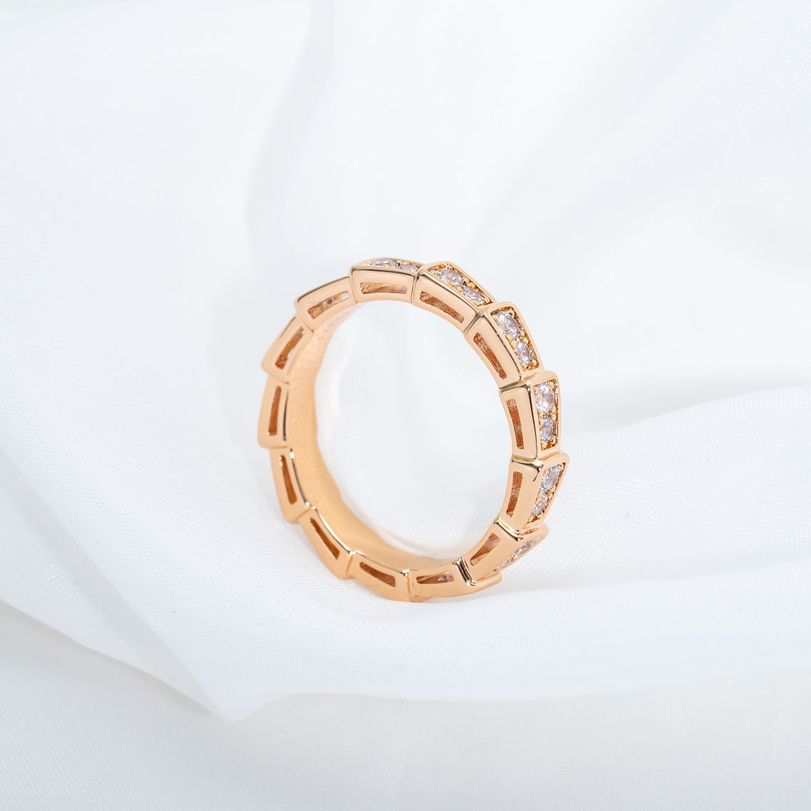 [BIJOUX]SERPENTI RING PINK GOLD DIAMOND PAVED 3MM