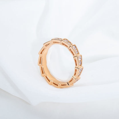 [BIJOUX]SERPENTI RING PINK GOLD DIAMOND PAVED 3MM