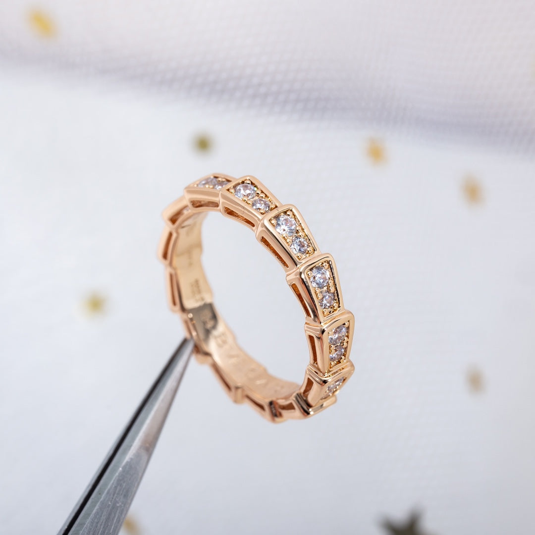 [BIJOUX]SERPENTI RING PINK GOLD DIAMOND PAVED 3MM