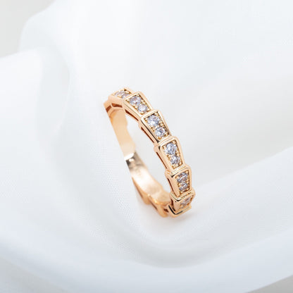 [BIJOUX]SERPENTI RING PINK GOLD DIAMOND PAVED 3MM
