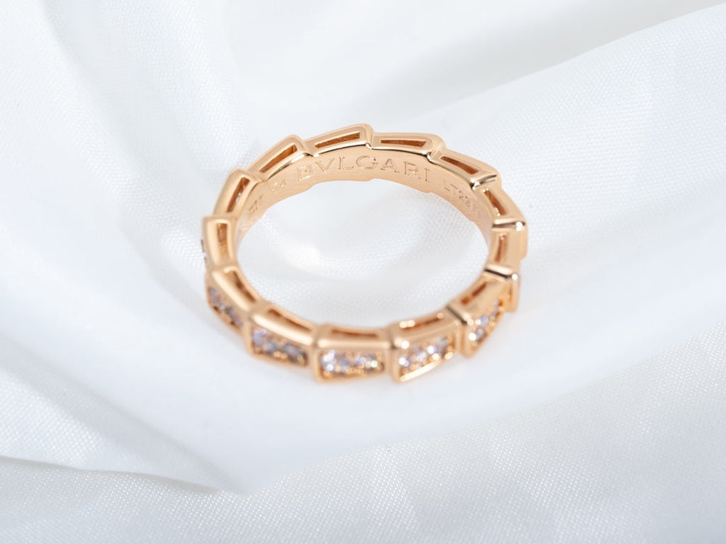 [BIJOUX]SERPENTI RING PINK GOLD DIAMOND PAVED 3MM