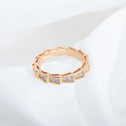 [BIJOUX]SERPENTI RING PINK GOLD DIAMOND PAVED 3MM