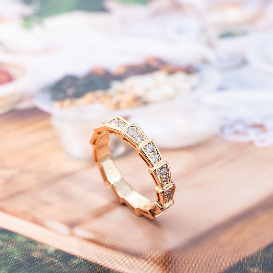 [BIJOUX]SERPENTI RING PINK GOLD DIAMOND PAVED 3MM