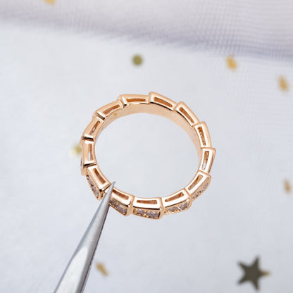 [BIJOUX]SERPENTI RING PINK GOLD DIAMOND PAVED 3MM