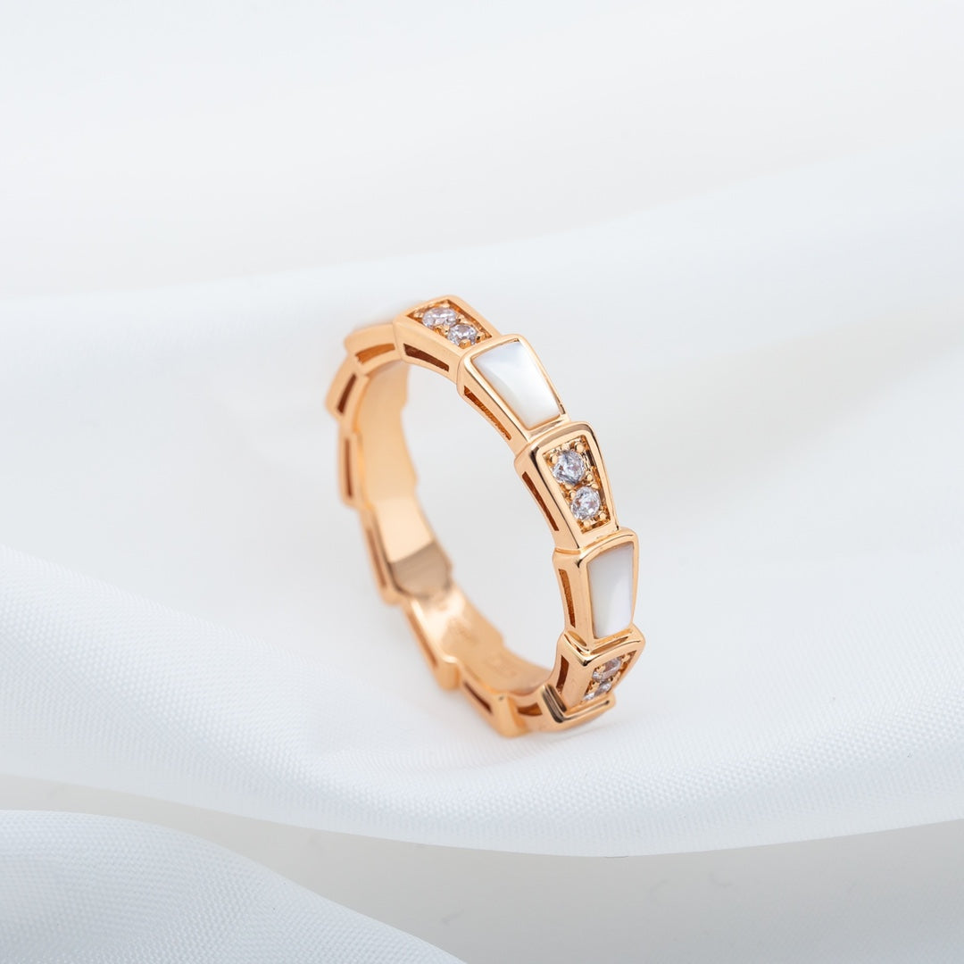 [BIJOUX]BAGUE SERPENTI OR ROSE DIAMANT NACRE 3MM