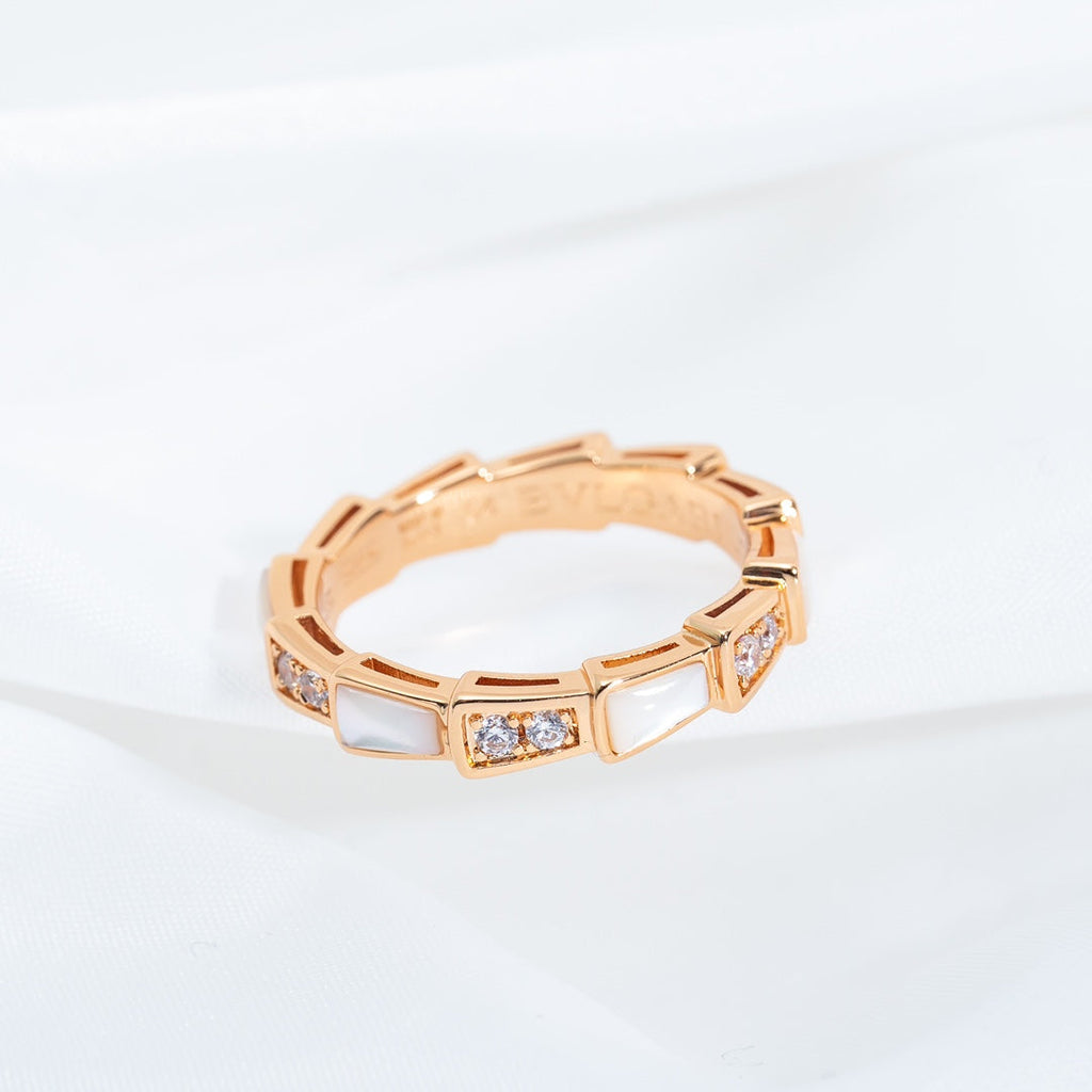[BIJOUX]BAGUE SERPENTI OR ROSE DIAMANT NACRE 3MM