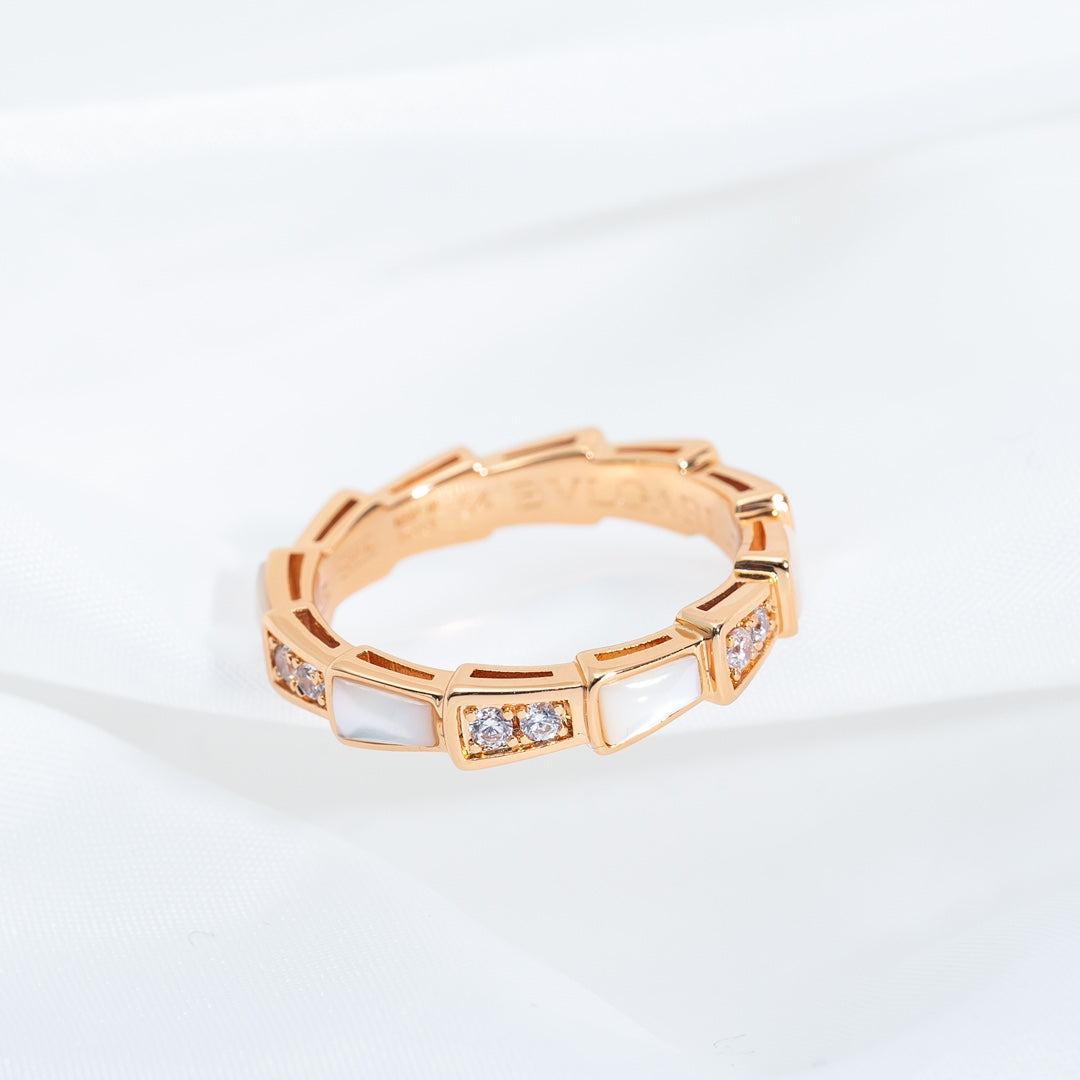 [BIJOUX]BAGUE SERPENTI OR ROSE DIAMANT NACRE 3MM