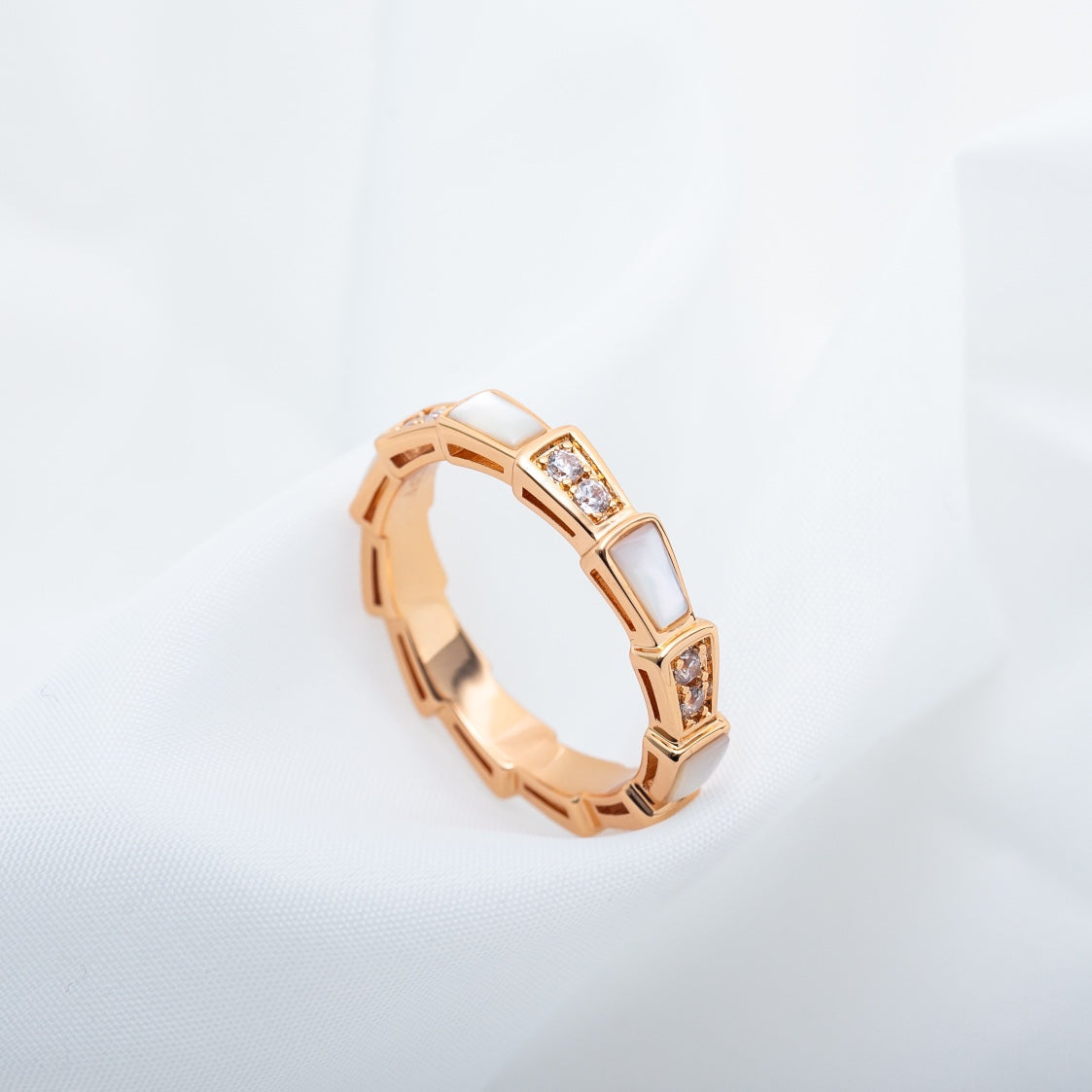 [BIJOUX]BAGUE SERPENTI OR ROSE DIAMANT NACRE 3MM