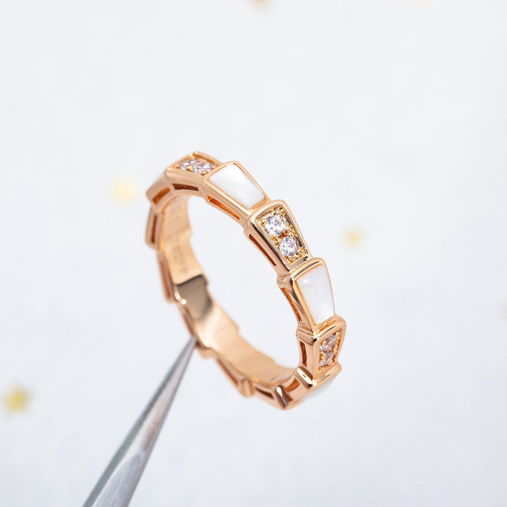 [BIJOUX]BAGUE SERPENTI OR ROSE DIAMANT NACRE 3MM