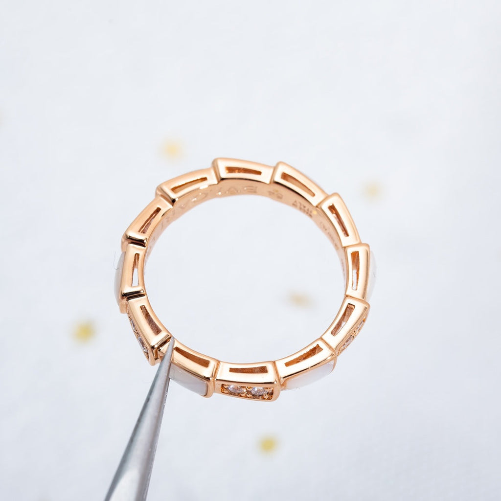 [BIJOUX]BAGUE SERPENTI OR ROSE DIAMANT NACRE 3MM