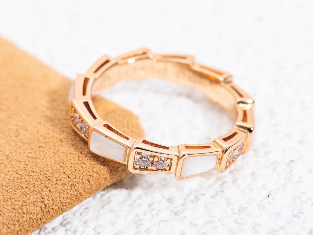 [BIJOUX]BAGUE SERPENTI OR ROSE DIAMANT NACRE 3MM
