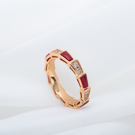 [BIJOUX]SERPENTI RING PINK GOLD CARNELIAN DIAMOND 3MM