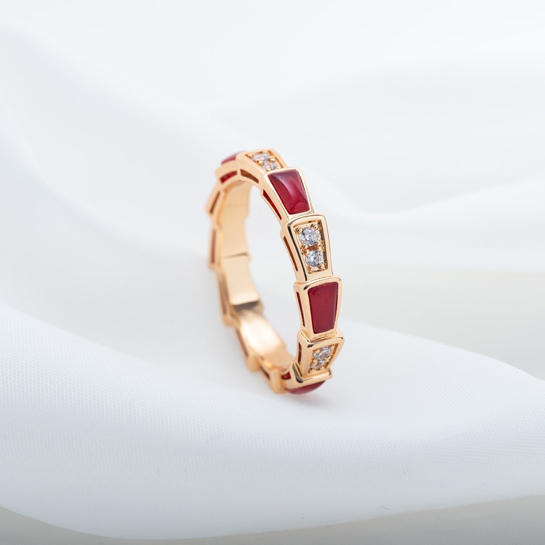 [BIJOUX]SERPENTI RING PINK GOLD CARNELIAN DIAMOND 3MM