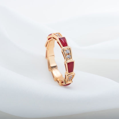 [BIJOUX]SERPENTI RING PINK GOLD CARNELIAN DIAMOND 3MM