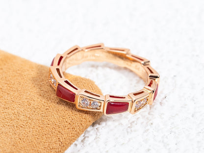 [BIJOUX]SERPENTI RING PINK GOLD CARNELIAN DIAMOND 3MM