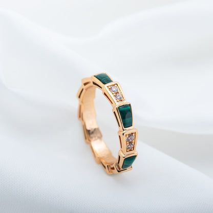 [BIJOUX]SERPENTI RING PINK GOLD MALACHITE DIAMOND 3MM