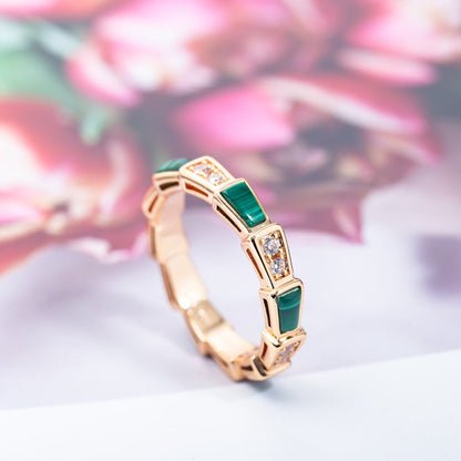 [BIJOUX]SERPENTI RING PINK GOLD MALACHITE DIAMOND 3MM