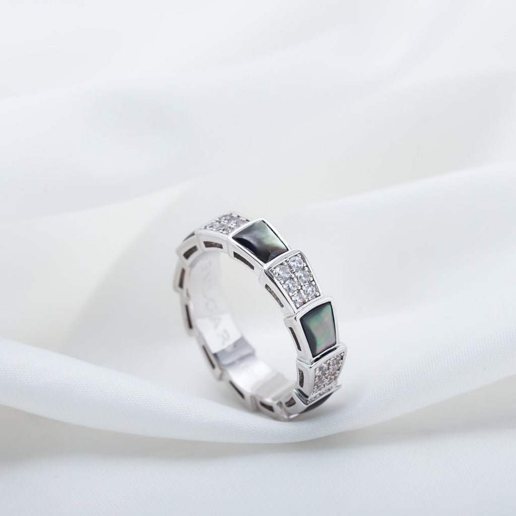 [BIJOUX]SERPENTI RING SILVER DIAMOND BLACK MOP 4MM