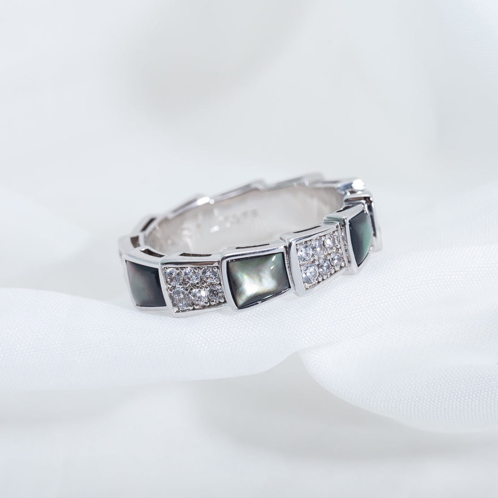 [BIJOUX]SERPENTI RING SILVER DIAMOND BLACK MOP 4MM