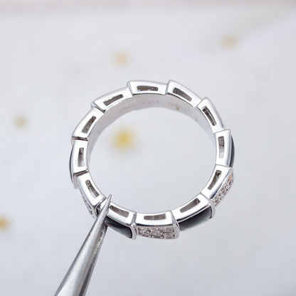 [BIJOUX]SERPENTI RING SILVER DIAMOND BLACK MOP 4MM