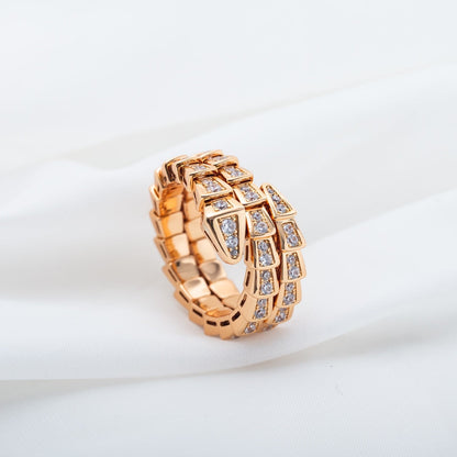 [BIJOUX]SERPENTI RING PINK GOLD DIAMOND DOUBLE ROW