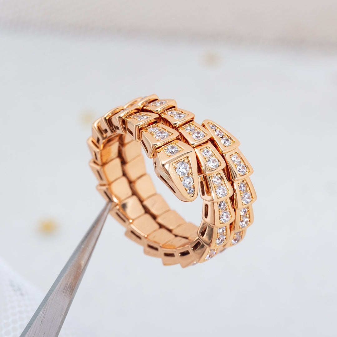 [BIJOUX]SERPENTI RING PINK GOLD DIAMOND DOUBLE ROW