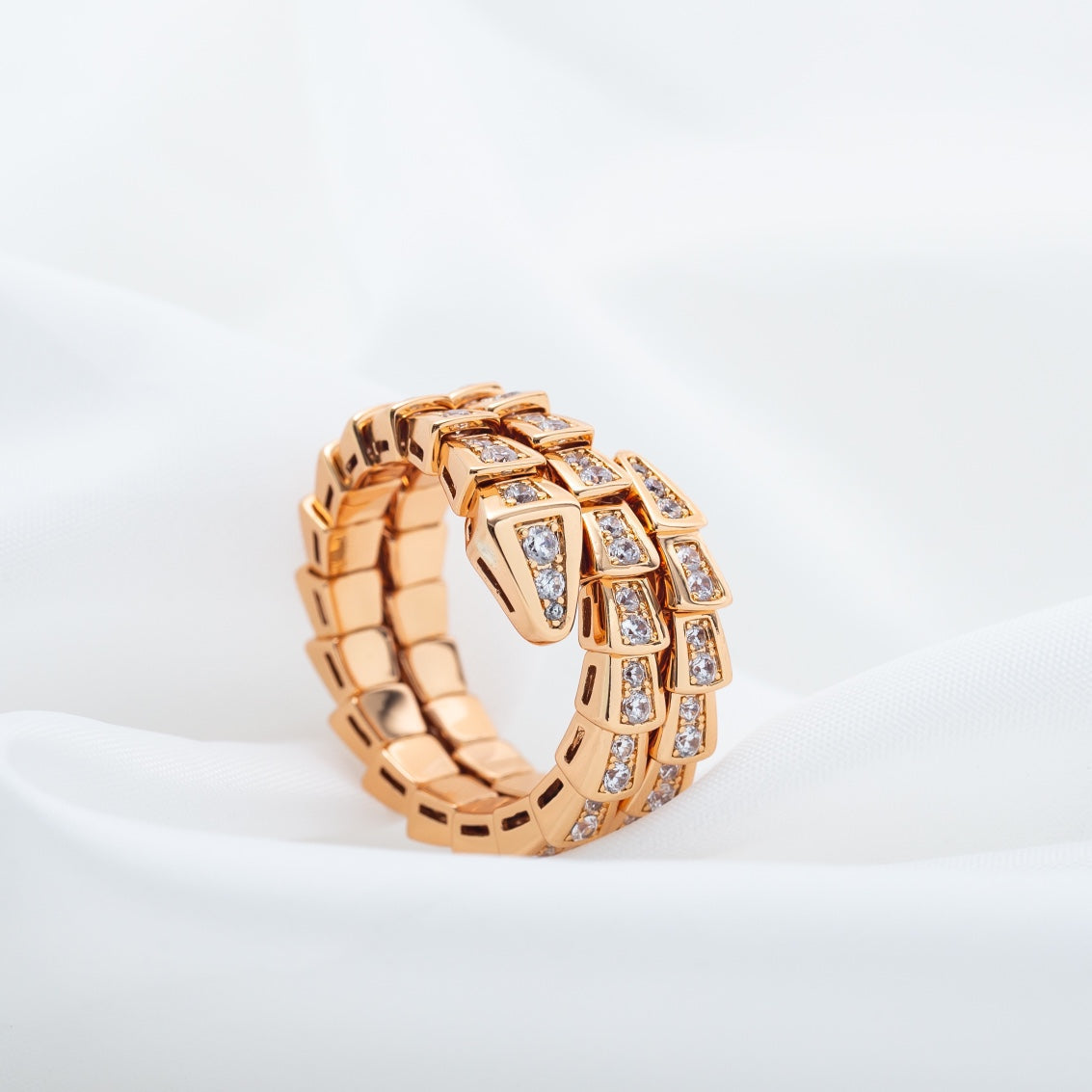 [BIJOUX]SERPENTI RING PINK GOLD DIAMOND DOUBLE ROW
