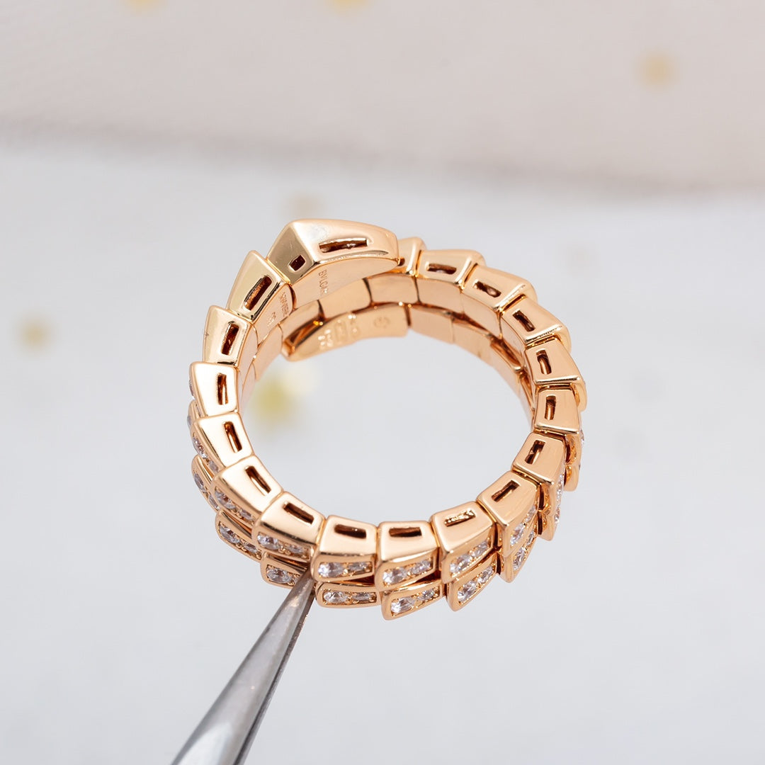 [BIJOUX]SERPENTI RING PINK GOLD DIAMOND DOUBLE ROW